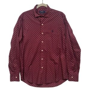 Polo Ralph Lauren Mens Classic Fit Geometric Diamond Button Down Shirt M READ